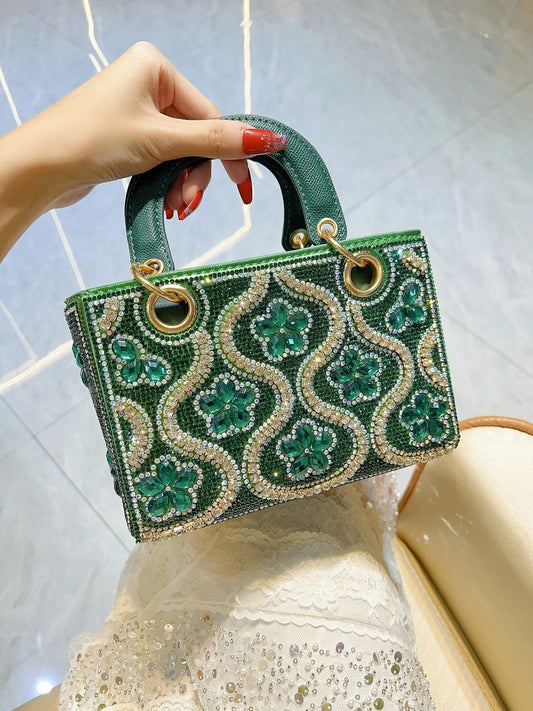 Women's Luxury Rhinestone Evening Bag – Handmade Shoulder & Crossbody Party Clutch