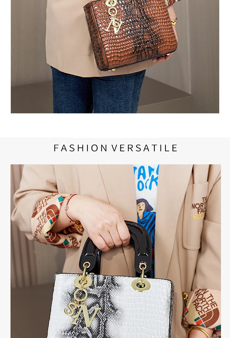 Fashion gradient high-grade alligator print women's handbag, texture all matching travel single shoulder crossbody bag