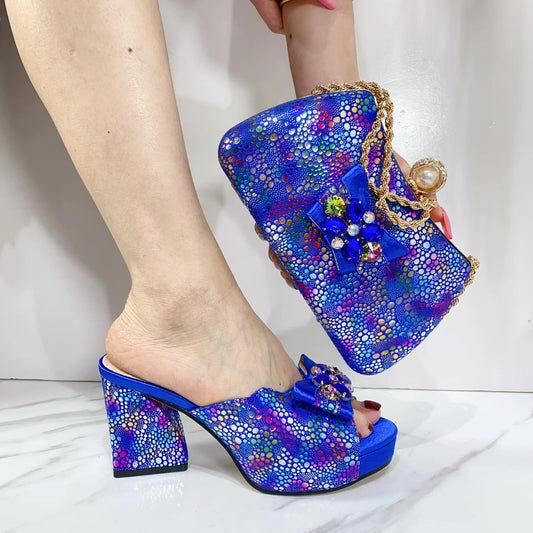 Slingback Sandals & Bag Set – Italian Style, African Ladies Peep Toe, High Heel Party Shoes