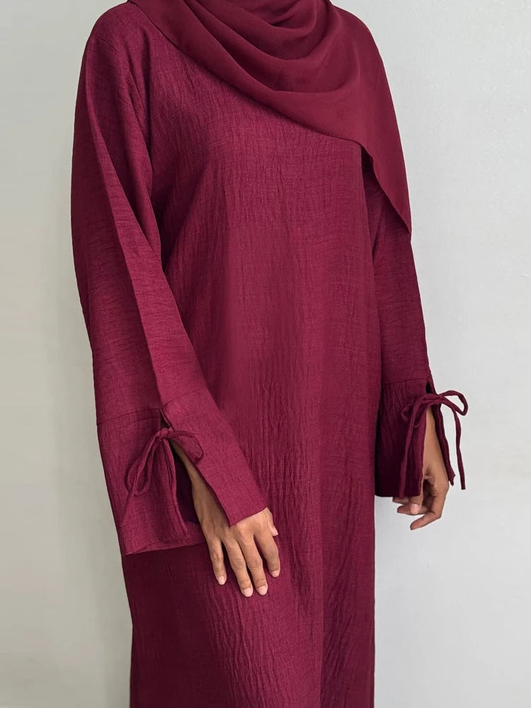 Loose Closed Abaya Dress New Women Pullover Muslim Dress Slit Cuffs Casual Hijabi Outwear Dubai Islamic Arab Clothing Ramadan