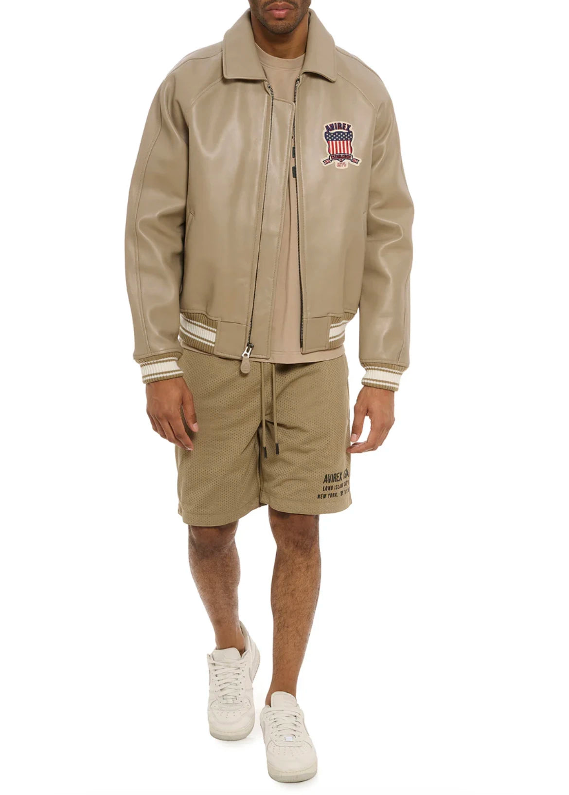 AVIREX  new listing leather flight suit jacket French sheepskin men's fat plus size loose version of the casual spring coat