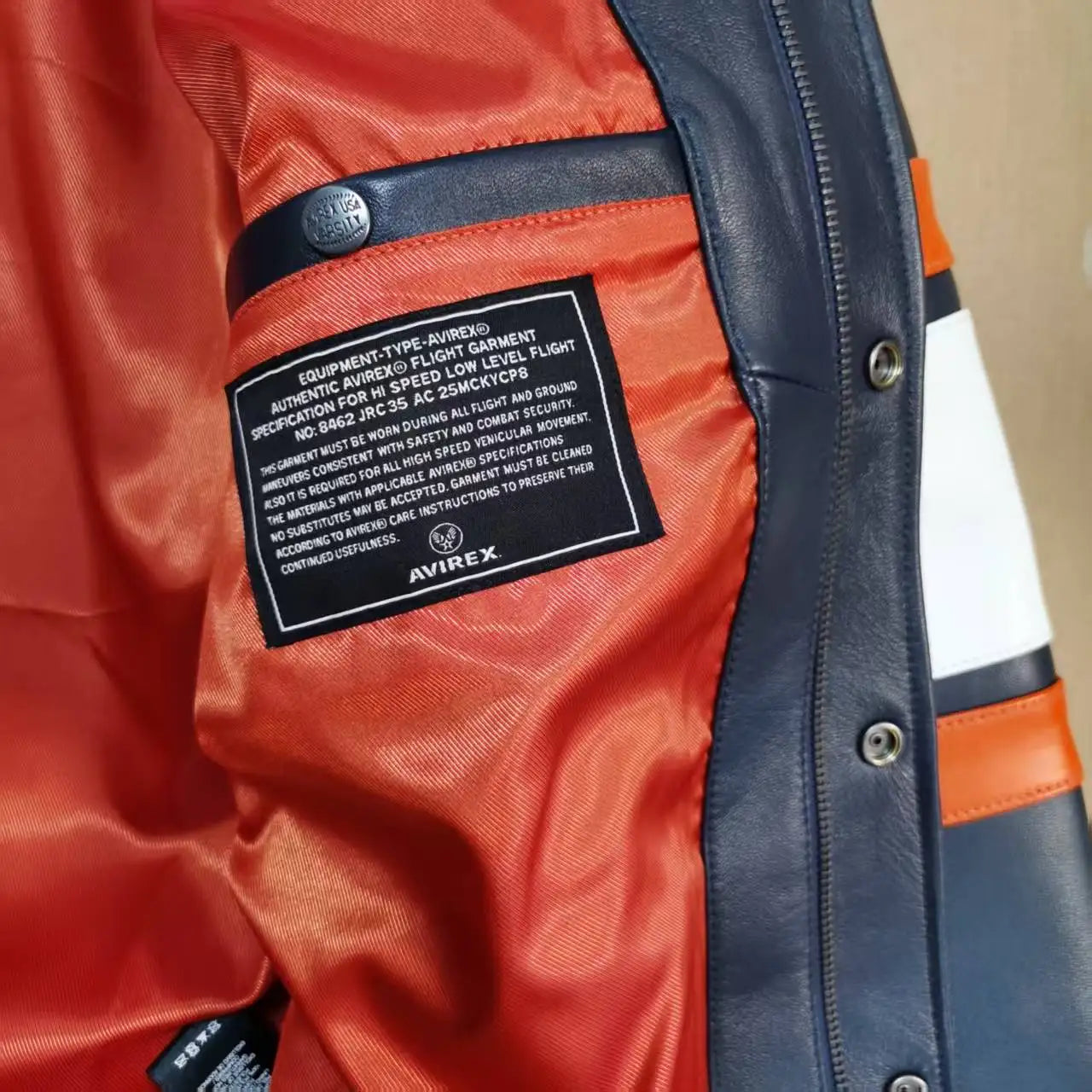 AVIREX New York Knicks co-branded men's new listing basketball pattern flight suit European antique sheepskin jacket fashion top