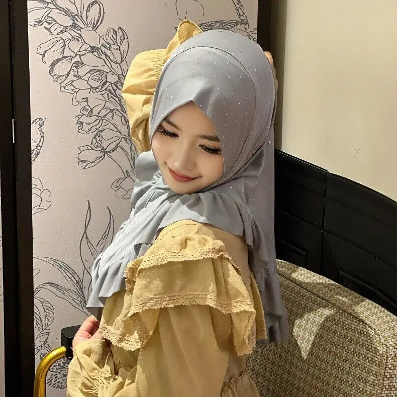 Eid Muslim Ruffles Khimar Women Instant Scarf Hijab Islamic Prayer Headwraps Shawl One Piece Amira Turban Arab Pull On Headscarf