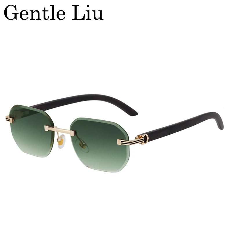Vintage Square Rimless Sunglasses – 2025 Luxury UV400 Anti-Blue Light Eyewear for Men