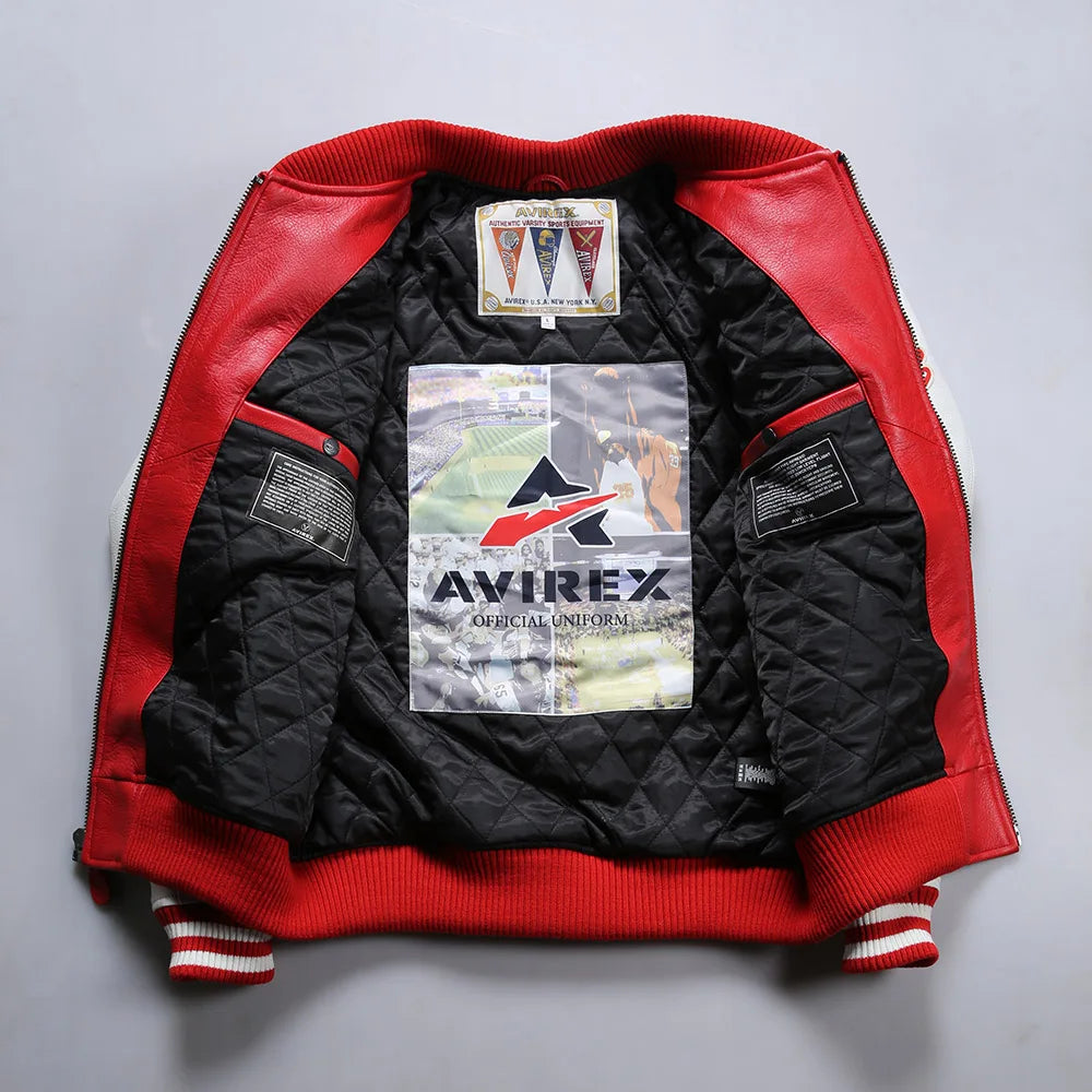 Men's Real Leather Jacket with Embroidery thicken first layer cowhide leather Leather Winter Classic Warm Baseball outfits Coat