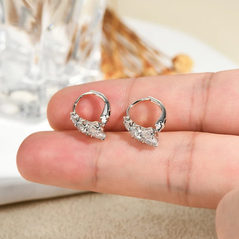 Lnngy Certified Moissanite Hoop Earrings 925 Sterling Silver 4 Stone Circle Earring For Women Ear Jewelry Pendientes Oorbellen