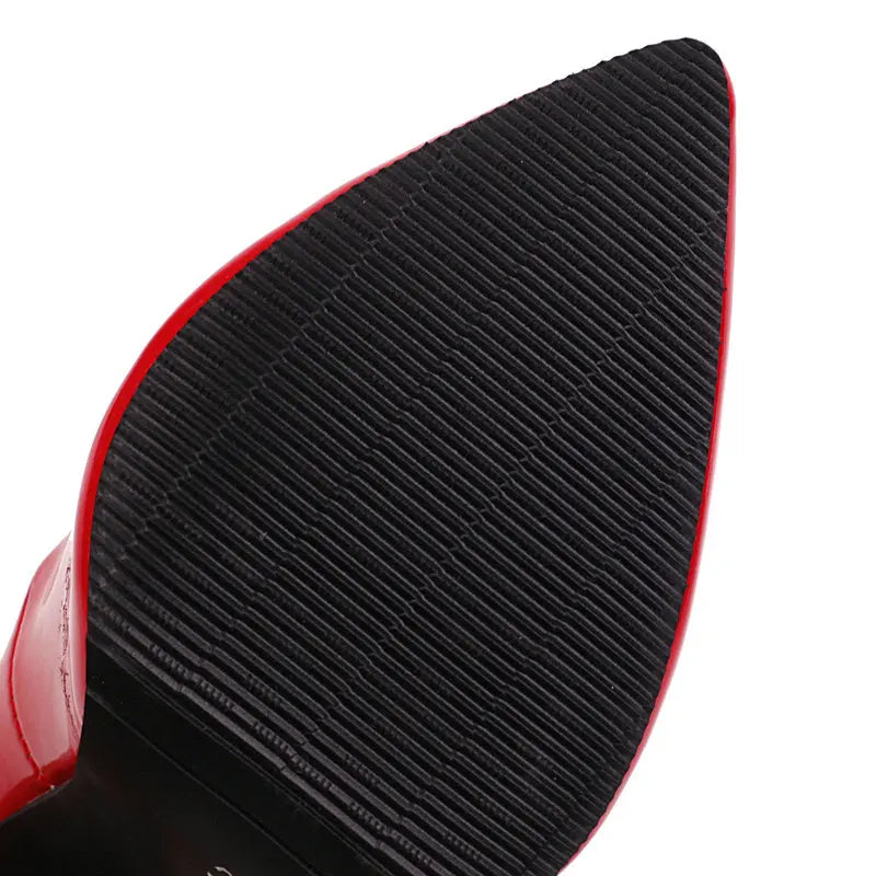 Women’s Pumps Classic Sexy Thin High Heels 12cm Patent Leather Stiletto Pointed Toe Party Elegant Office Shoes Big Size 34-48