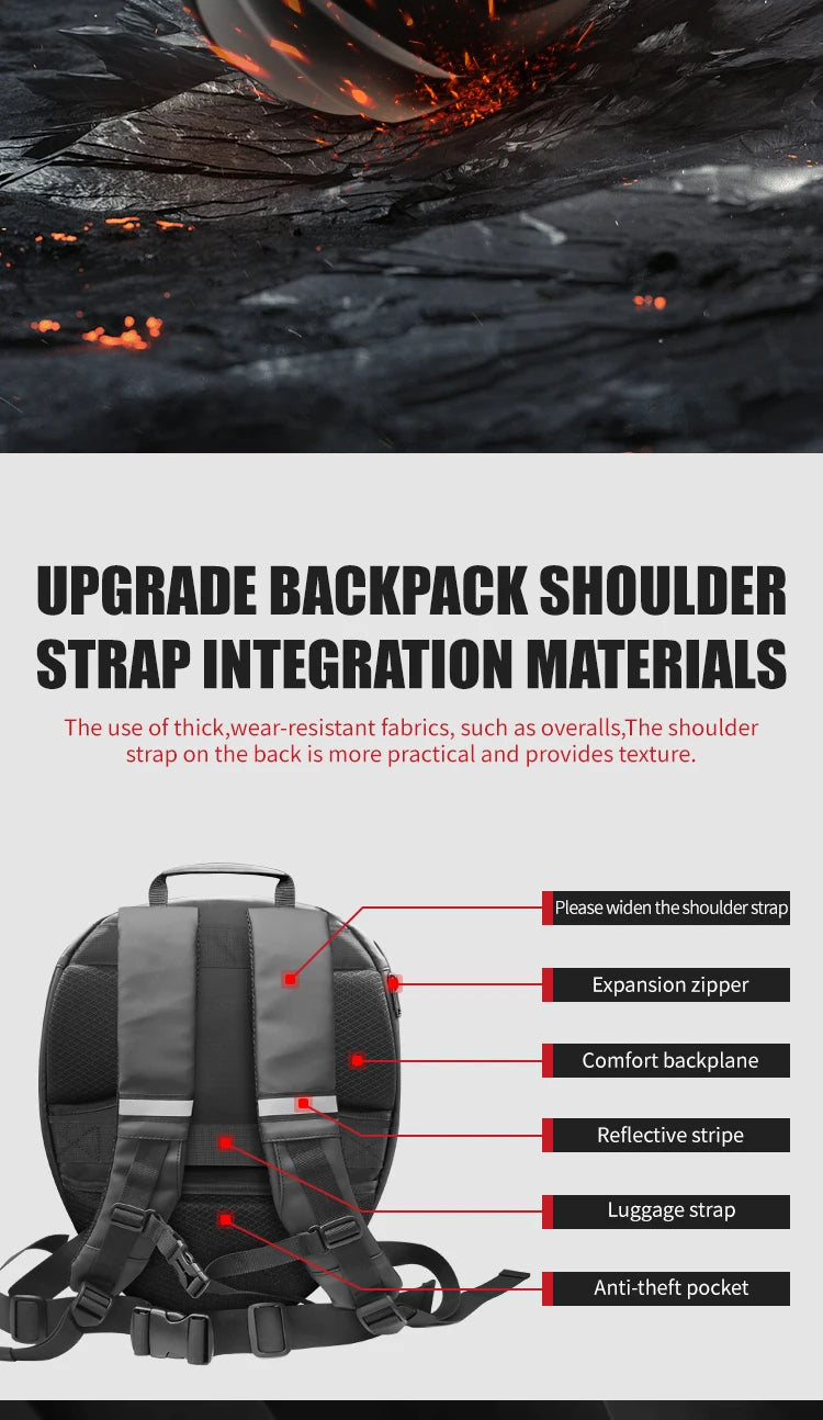 LED Travel Backpack For Men Hard Shell Motorcycle Cycling Helmet eye Backpack for woman Business Travel school Laptop Backpack