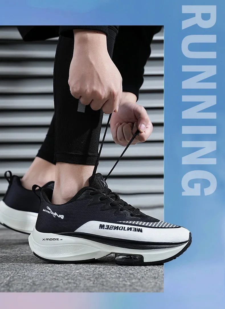 Men's Breathable Sports Shoes Summer Collection Mesh Fabric Double Air Cushion Running Shoes Korean Style The New