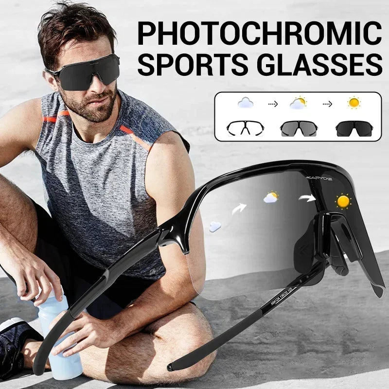 Kapvoe Photochormic Sunglasses Cycling Glasses Women UV400 for Men Casual Glasses Running Baseball MTB Outdoor Eyewear