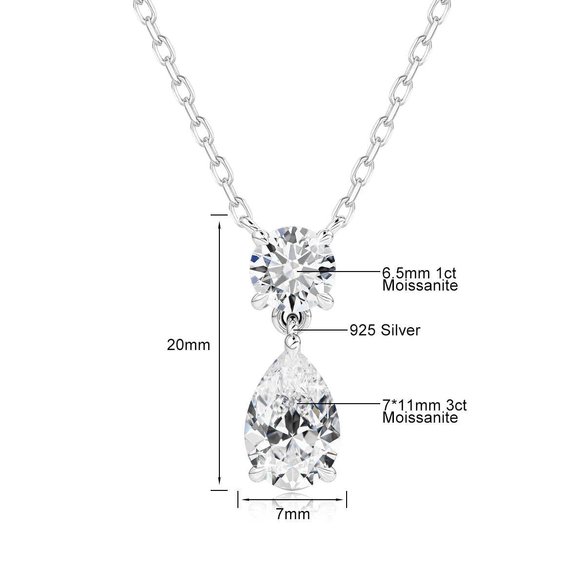 4ctw Pear Teardrop Cut Moissanite Diamond Pendant Necklace D Color GRA Certified 925 Silver Plated 18k Gold Jewelry for Women