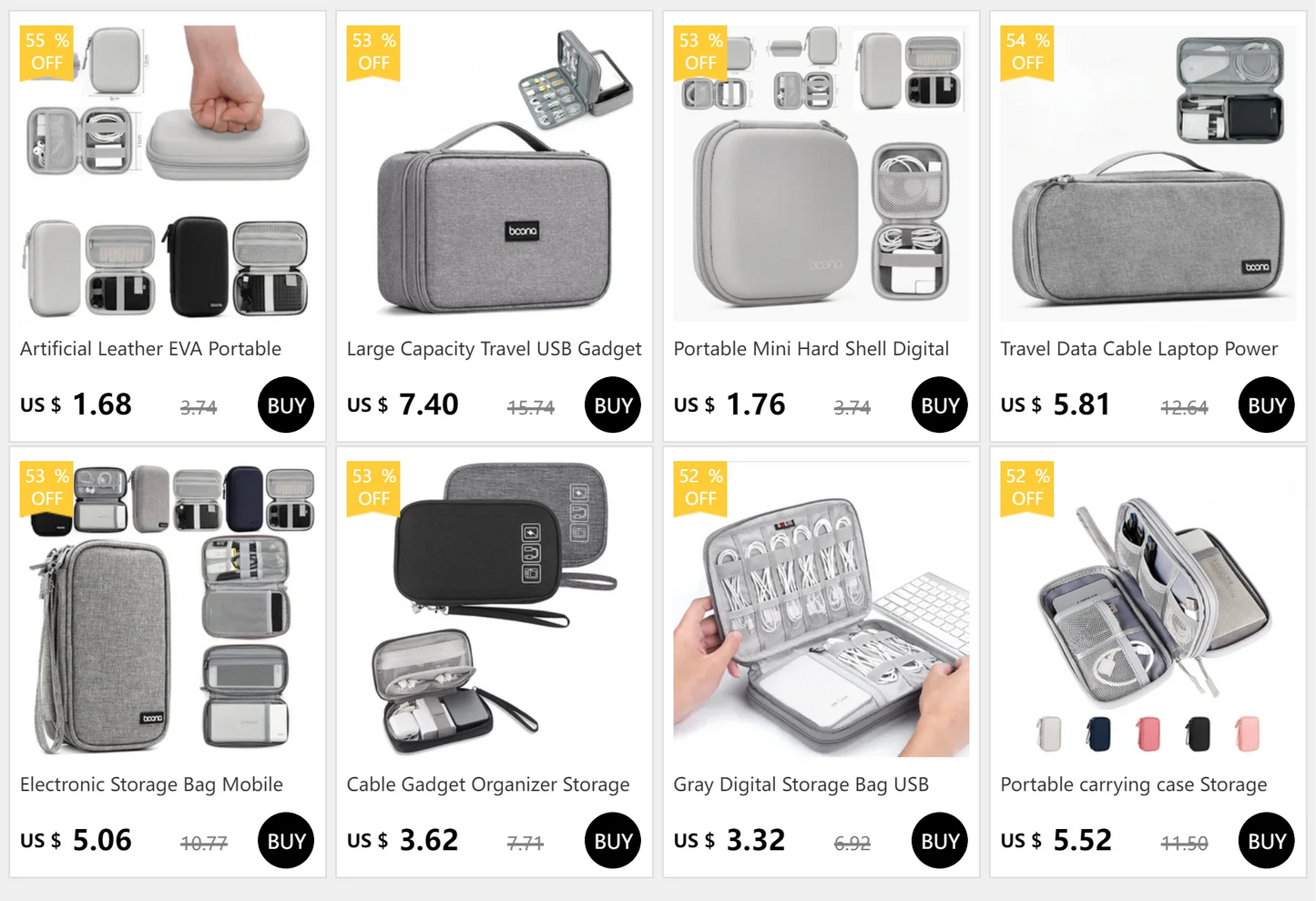 Portable Mini Hard Shell Digital Gadgets Storage Bag Artificial Leather Earphone Charger Case Data Cable U Disk Organizer