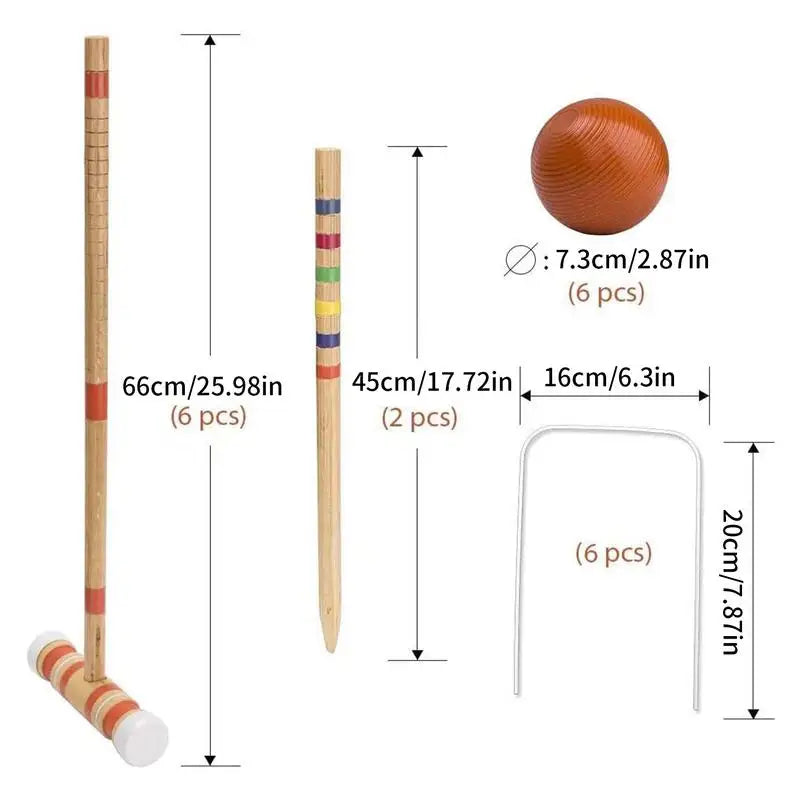 Croquet Game 6 Players Outdoor Family Games Reusable Wooden Bowling Set Outdoor Sports Kit For Men Women