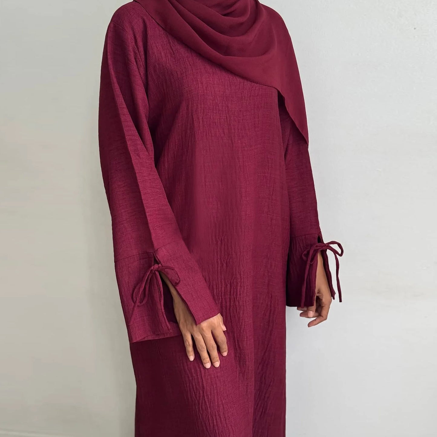Loose Closed Abaya Dress New Women Pullover Muslim Dress Slit Cuffs Casual Hijabi Outwear Dubai Islamic Arab Clothing Ramadan