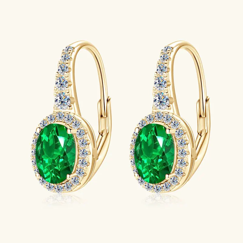 Lnngy Oval/Marqusie Cut Artificial Emerald Stud Earring for Women ohrringe silber 925 Sterling Silver Earring Daily Jewelry Gift