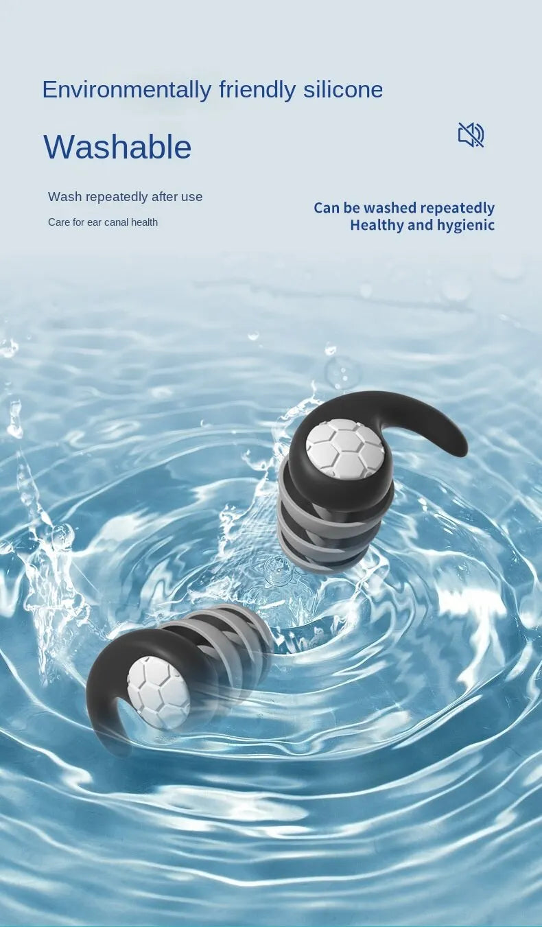 Silicone Noise Cancelling Earplugs Noise Filter Sleep Swimming Waterproof Three Layer Mute Earplugs