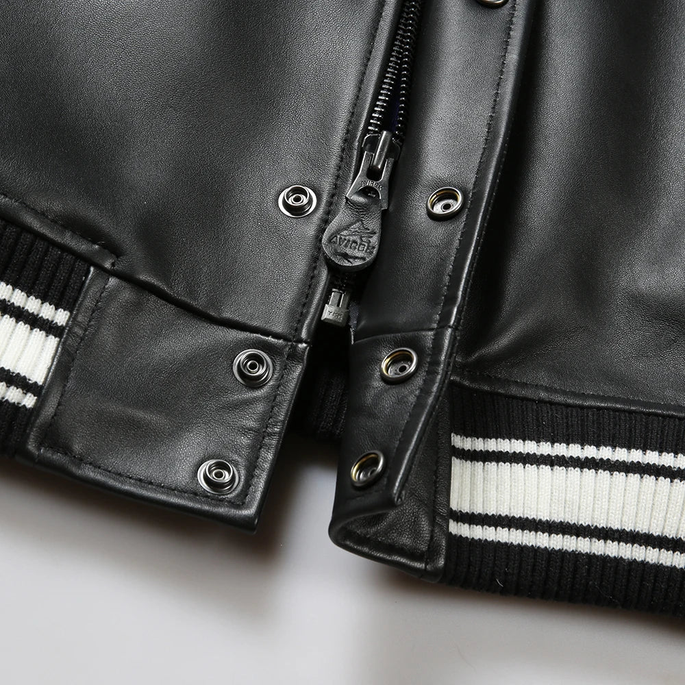 Fall Winter Fashion Trend men's Clothing Men's Real Sheep Leather Jacket American Size Classic Vintage Basketball Daily Coat