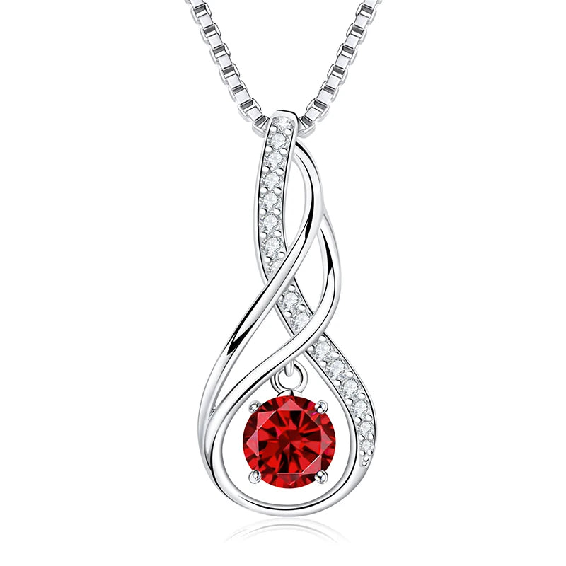 Lnngy 925 Sterling Silver Pear Cut Artificial Emerald Pendant Necklace Colorful Birthday Stone Necklaces Jewelry for Friends