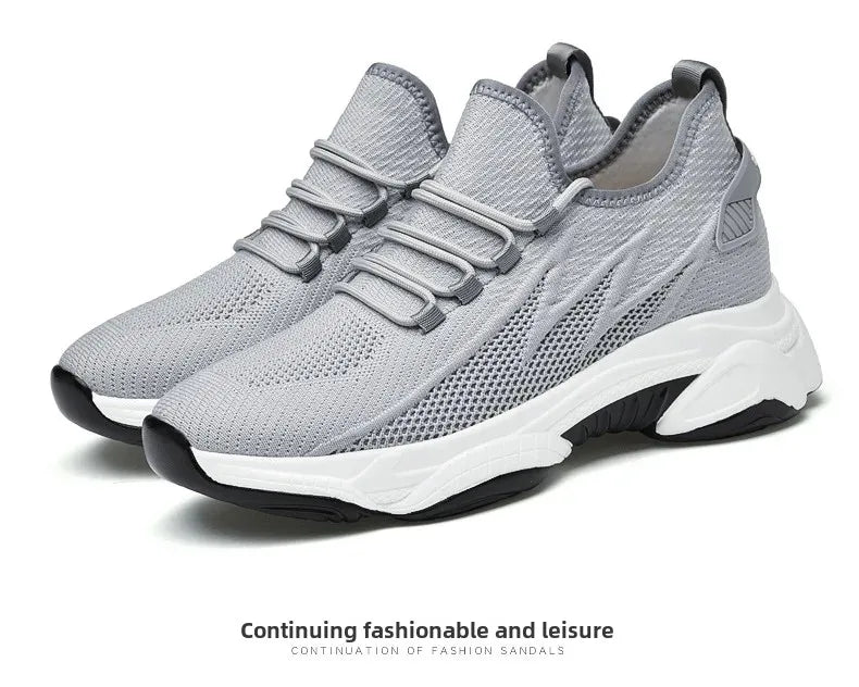 Invisible Heightening 8CM Men's Running Shoes Low Heel Soft Bottom Casual Sports Shoes Breathable Mesh Inner Lining EVA Insole