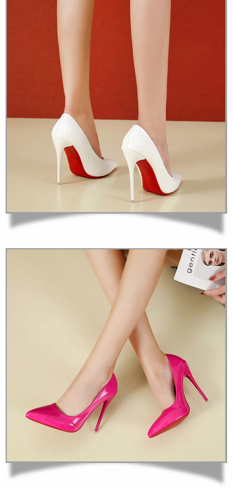 Temperament 12cm Super High Thin Heels Shoes Women Pumps Pointed Toe Colorful Patent Leather Stiletto Wedding Shoe Size 45