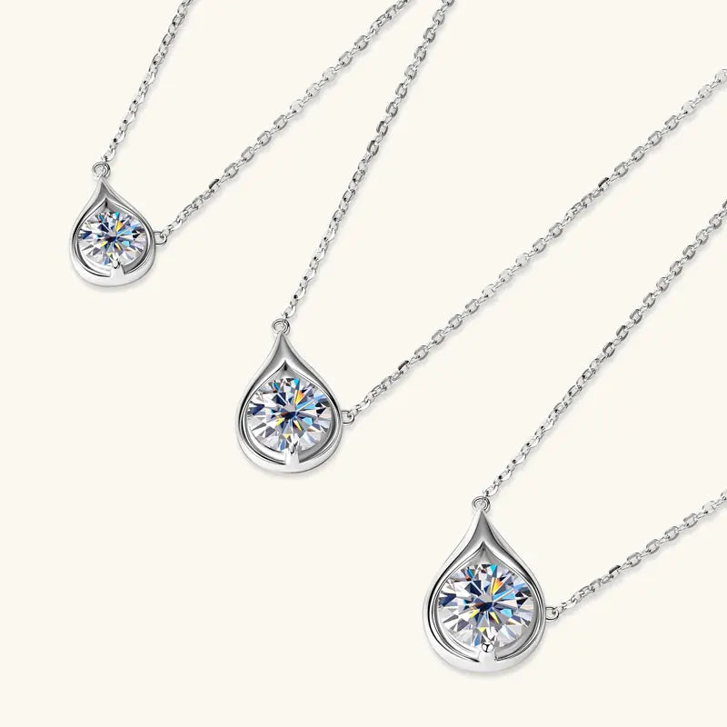 Lnngy Certified GRA 6.5mm/8mm/9mm Moissanite Necklace 925 Sterling Silver Waterdrop Pendant Necklaces For Women Neck Jewellry