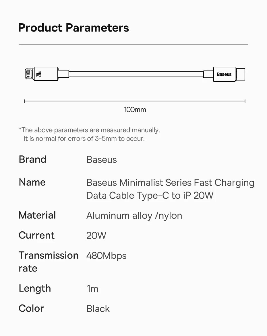 Baseus PD 20W USB C Cable For iPhone 13 12 11 pro max iPhone Cable Fast Charging For iPhone X XR 8 USB Type C to lightning Cable