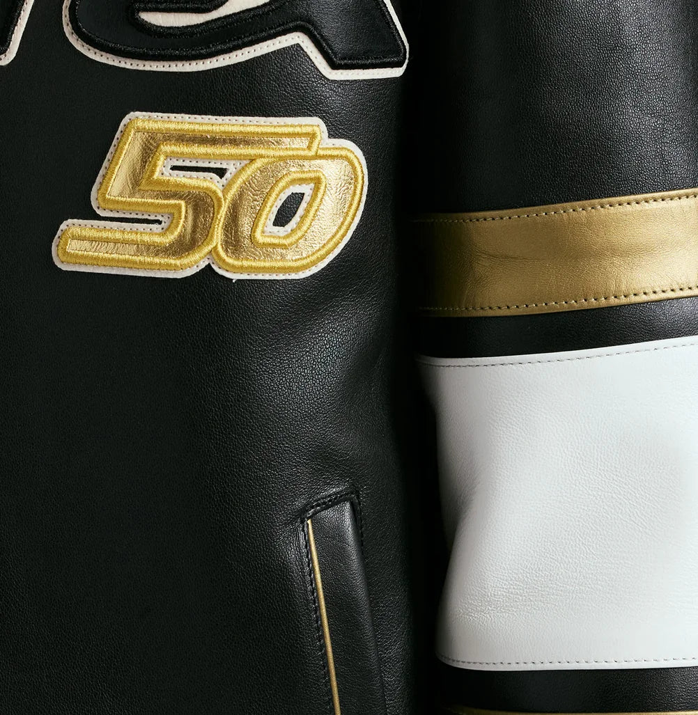 AVIREX Spring 2025 New Release Limited Edition European Sheepskin Jacket Gold Badge Embroidered 50TH ANNIVERSARY  Leather  coat