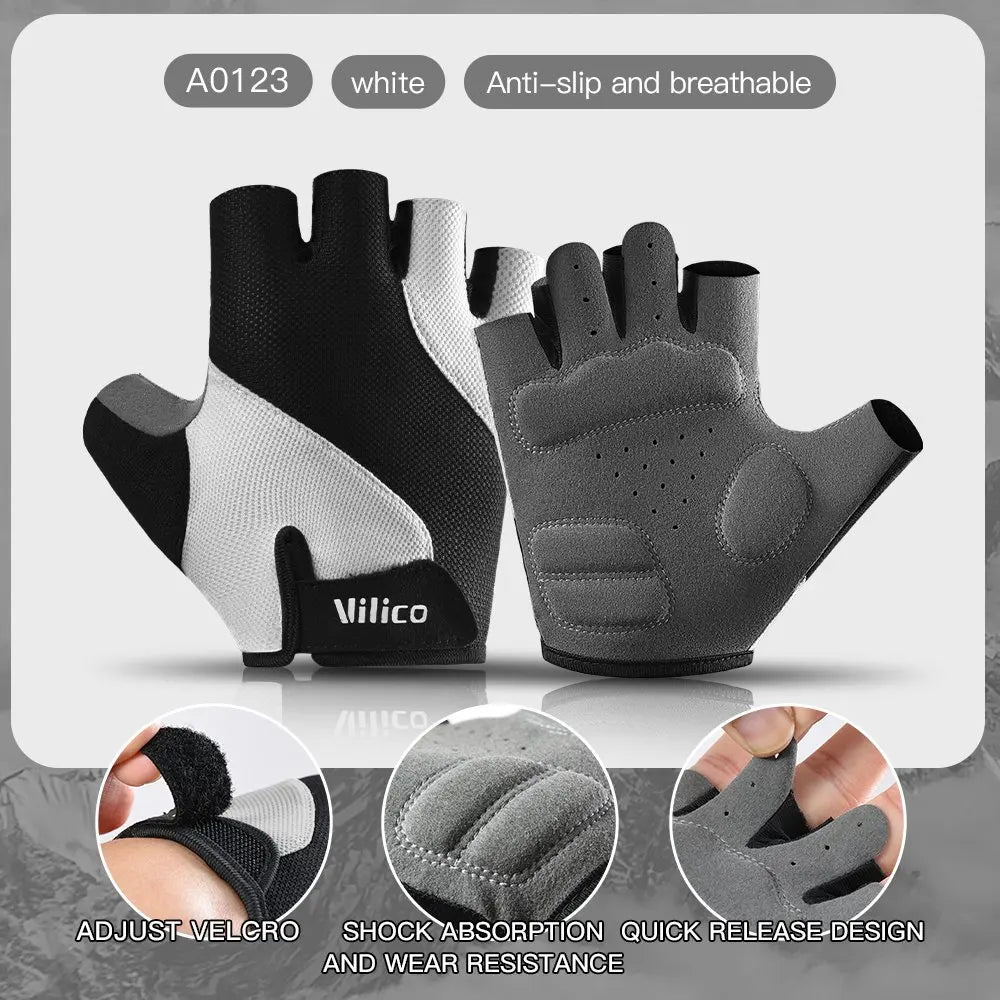 Cycling Gloves Breathable And Wear-Resistant Riding Short Finger Gloves,Outdoor Running Gloves For Spring And Summer Sports