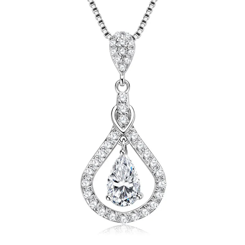 Lnngy 925 Sterling Silver Droplet Pendant Necklaces Certified 1ct/1.5ct/2ct Moissanite Necklace For Women 2025 Trend Jewellry