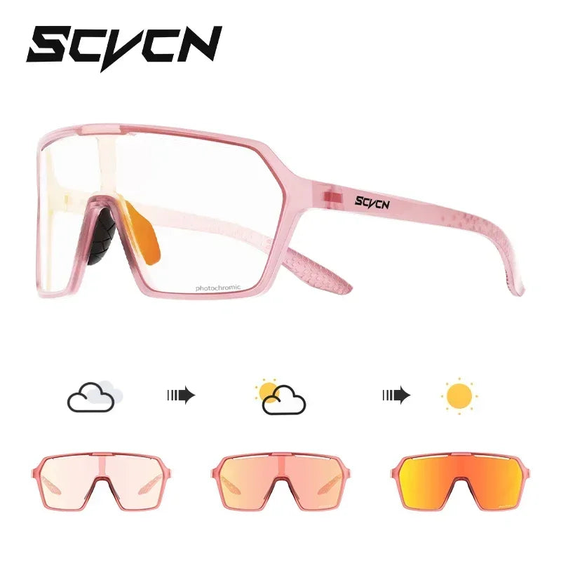 SCVCN Photochromic Sunglasses for Men Cycling Glasses UV400n Women Driving Glasses MTB Road Bike Sport Eyewear Running