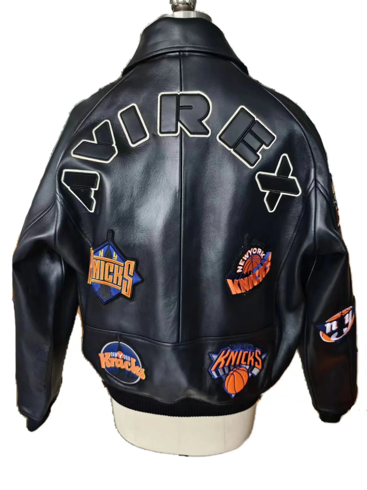 AVIREX High Quality Genuine Sheepskin Coat Men's US Size Classic Varsity Jacket Natural Leather Flight Suit Lapel Outerwear tops