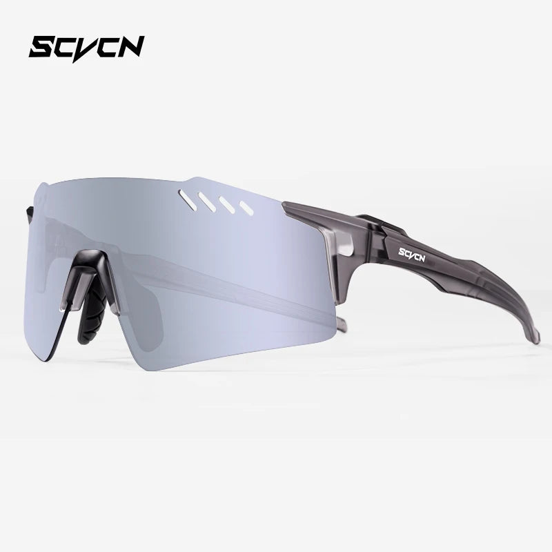 SCVCN Fashion Rimless Cycling Glasss Outdoor Sports Running Drving Sunglasses for Men Fishing Goggles Mtb Bicycle Eyewear 1 Lens