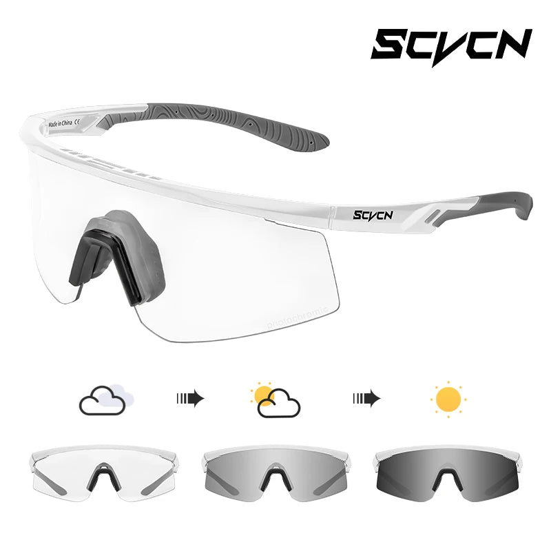 SCVCN Photochromic Sunglasses UV400 Cycling Glasses Bicycle Glasses Sports Men's MTB Road Bike Eyewear Protection Goggles UV400