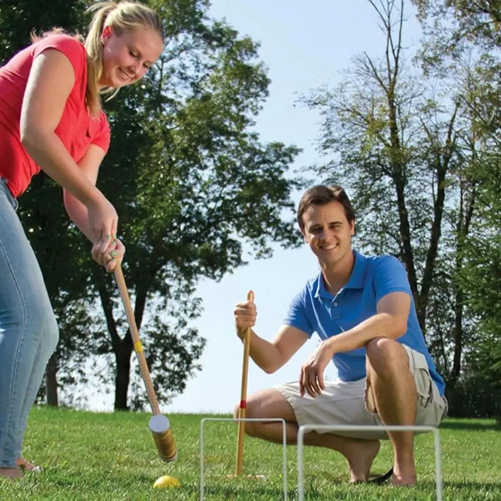 Croquet Game 6 Players Outdoor Family Games Reusable Wooden Bowling Set Outdoor Sports Kit For Men Women