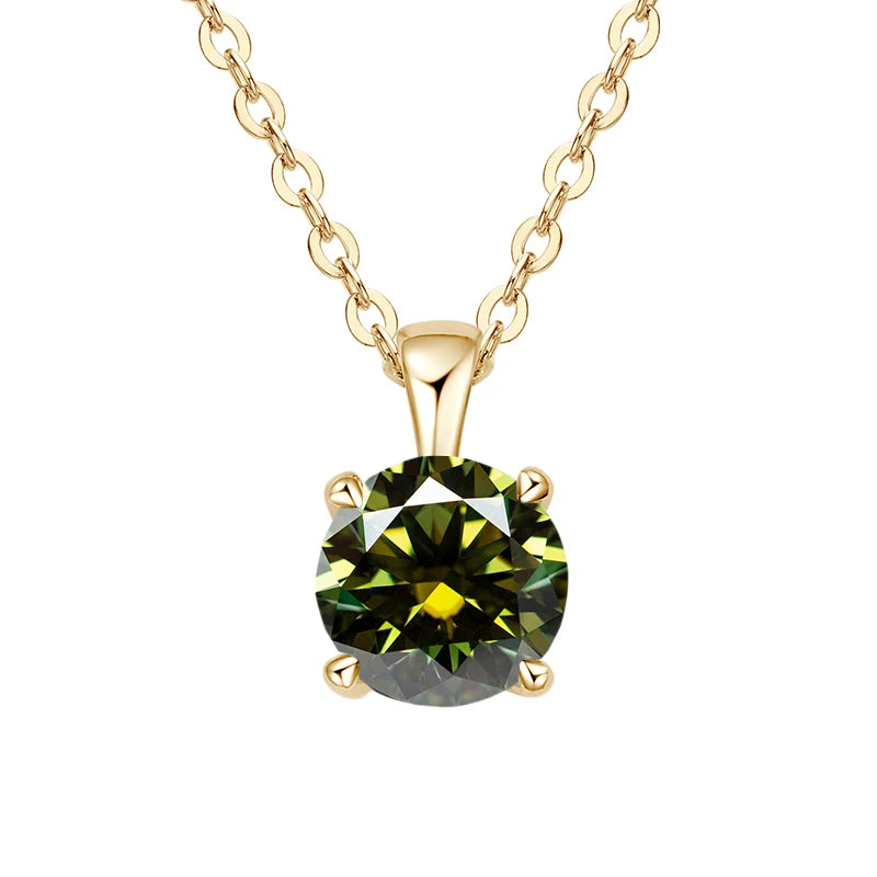 JoyceJelly Classic Four Prong 1ct Moissanite Necklace Women's 925 Sterling Silver Plated 18k Gold Pendant Luxury Fine Jewelry