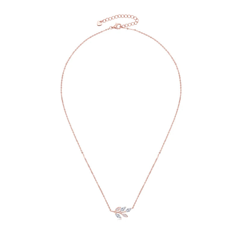 Lnngy Certified GRA Marquise Cut Moissanite Leaf Pendant Necklace Real Silver Chain 925 For Women Exquisite Neck Jewelry Gift