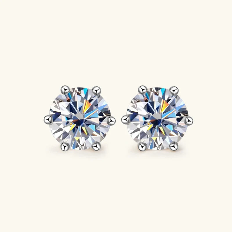 Lnngy Pass Diamond Test 5mm 6.5mm Black Moissanite Stud Earring 925 Sterling Silver 6 Claws Piercing Earrings for Women Men Gift