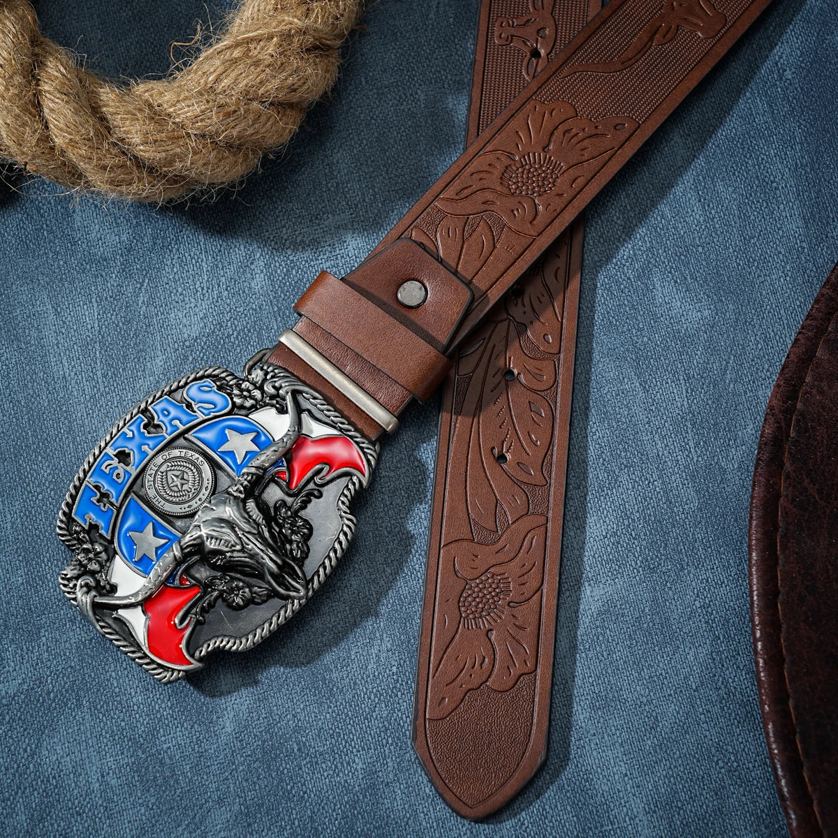 A casual, individual and retro belt, Western-style clothing accessory, metal buckle, PU belt, suitable for both men and women