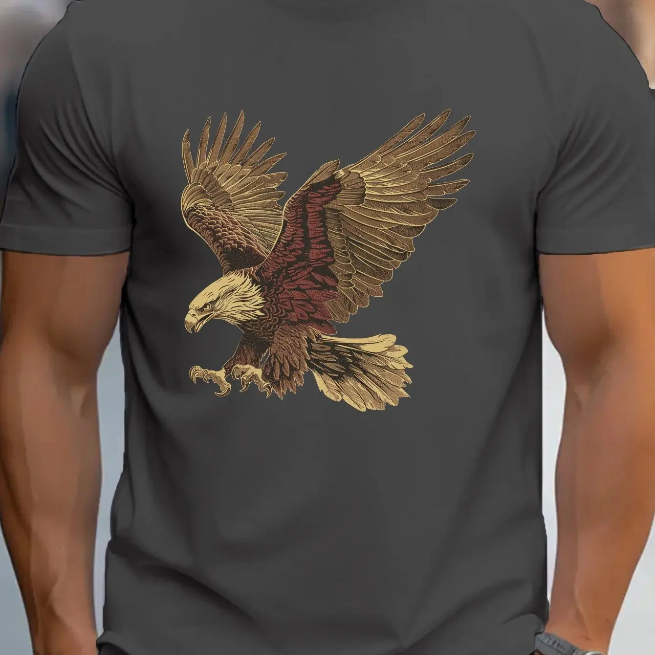 🦅 Men’s Summer 100% Cotton Casual T-Shirt,Eagle Print | Loose Fit | Round Neck | Breathable Comfort