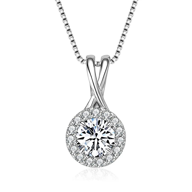 Lnngy GRA Certified D Color Moissanite Necklaces 925 Sterling Silver 1ct/2ct/3ct Moissanites Pendant Necklace for Women Jewelry