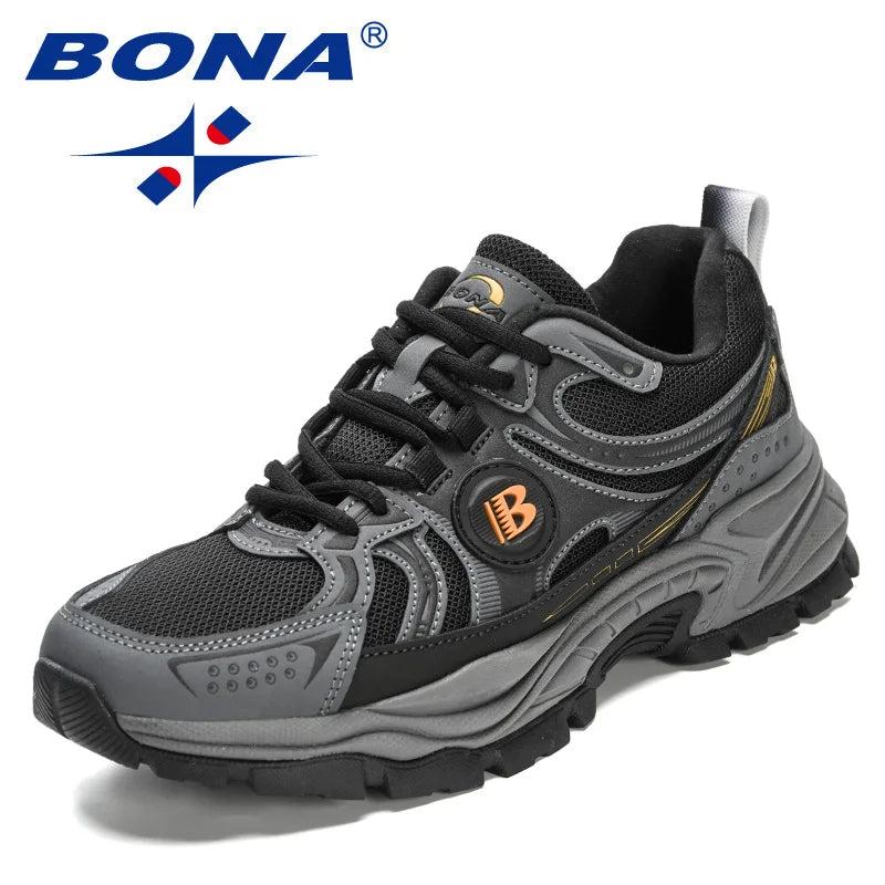 أحذية ركض شبكية جلدية جديدة من BONA للرجال، أحذية جري قابلة للتنفس، أحذية رياضية للمشي، أحذية رياضية رياضية