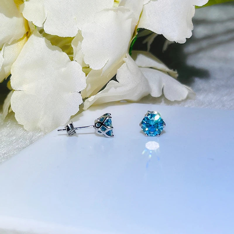 JoyceJelly 1/2/4CT VVS D Color Moissanite Russian Cut 8H8A Lab Diamond Stud Earrings For Women S925 Sterling Silver Fine Jewelry