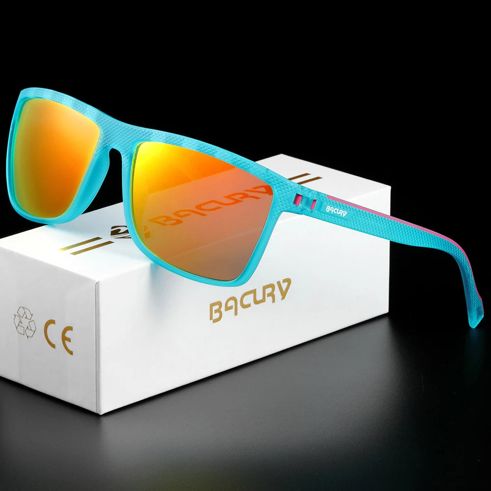 BACURY Original Polarized Men Sunglasses Square Comfortable Driving Finishing Hiking Sun Glasses Women Eyewear