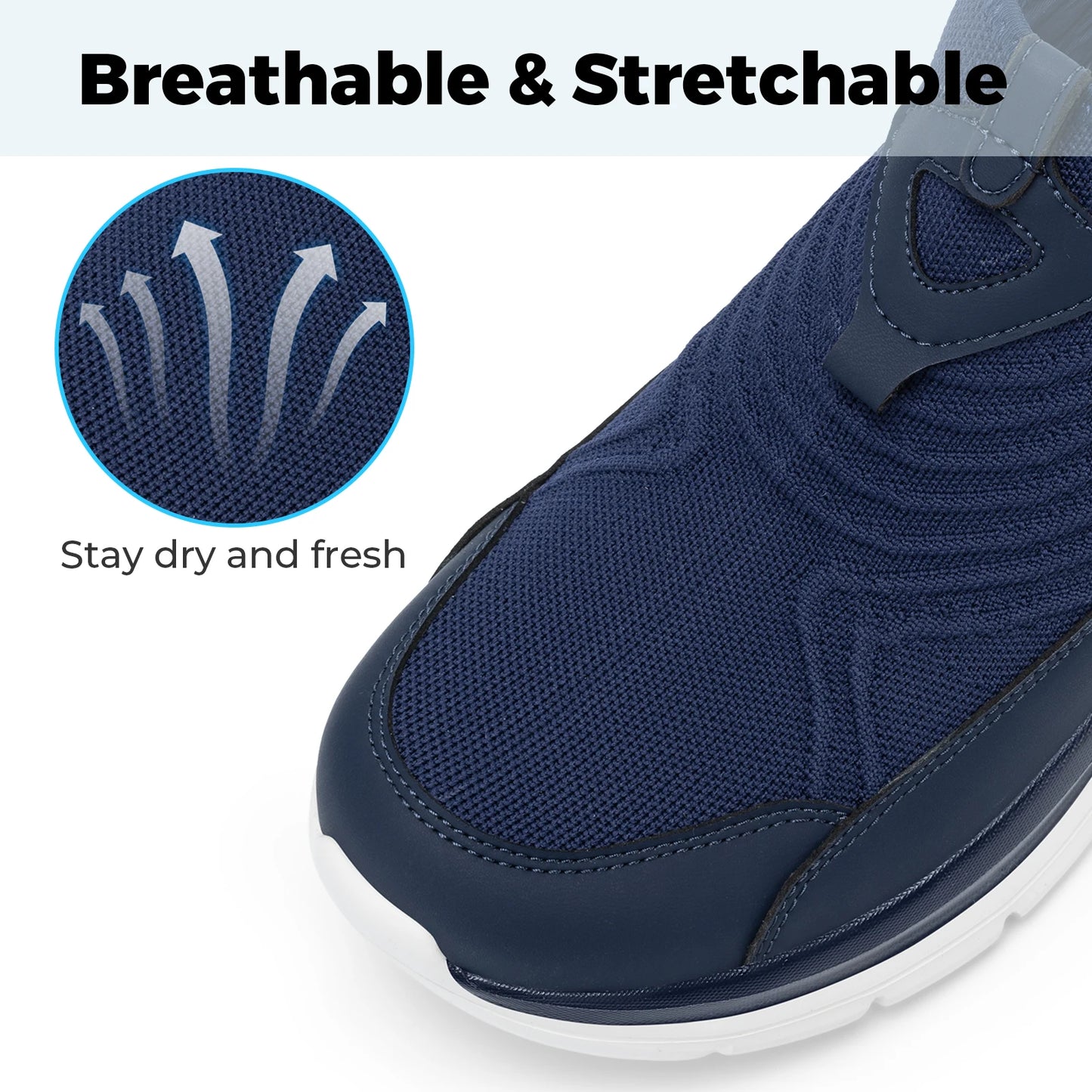 Fitville Wide Men's Slip-On Walking Shoes Lightweight Breathable Outdoor Casual Sports Running Shoes Sneakers For Swollen Feet