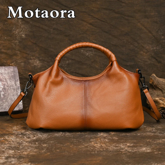 MOTAORA Large Capacity Women's Genuine Leather Handbag Casual Woman Tote Bag Soft Designer Luxury Solid Ladies Handbags 2025 New