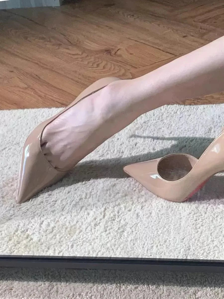 Women's heels 2025 Leather Luxury Pumps Red Bottom High Heels Pointed Toe High Heels Elegant Stiletto Party Ladies Shoes Woman