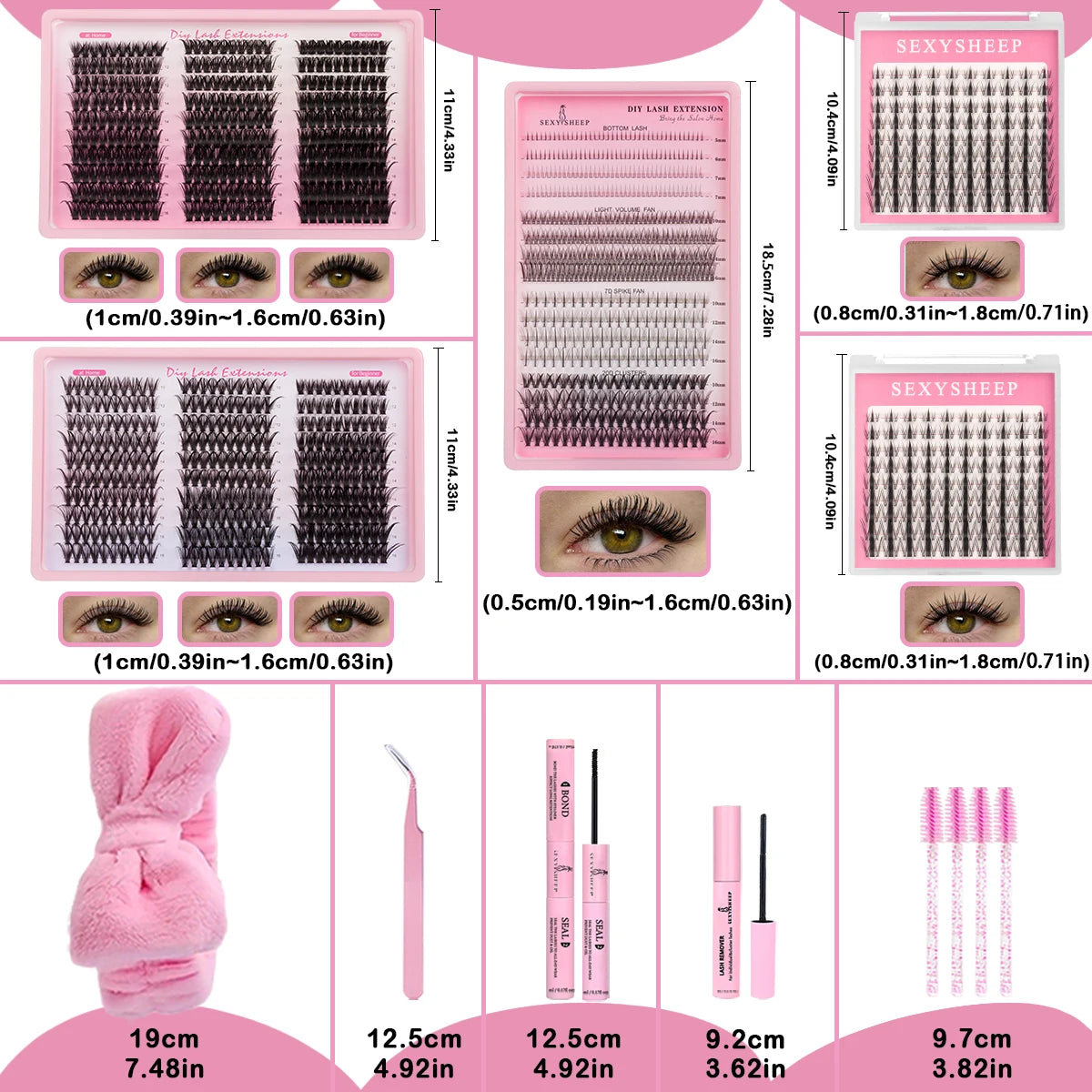 DIY Eyelash Extension Kit Daily Natural Individual Cluster Lash kit Manga Lash Fluffy Clusters With Lash Tools Festival Gift