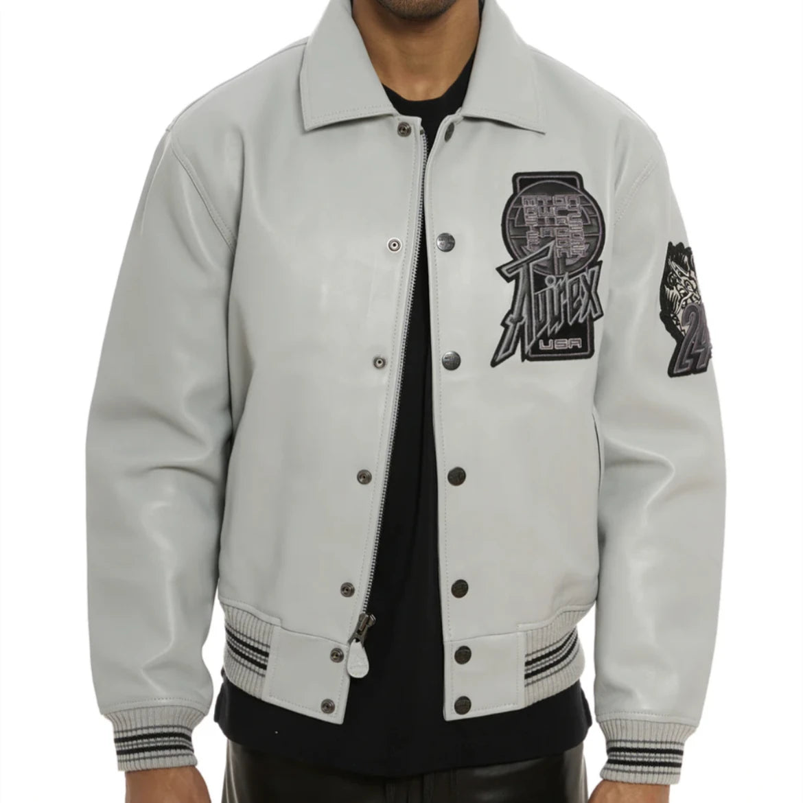 AVIREX High Quality Genuine Sheepskin Coat Men's US Size Classic Varsity Jacket Natural Leather Flight Suit Lapel Outerwear