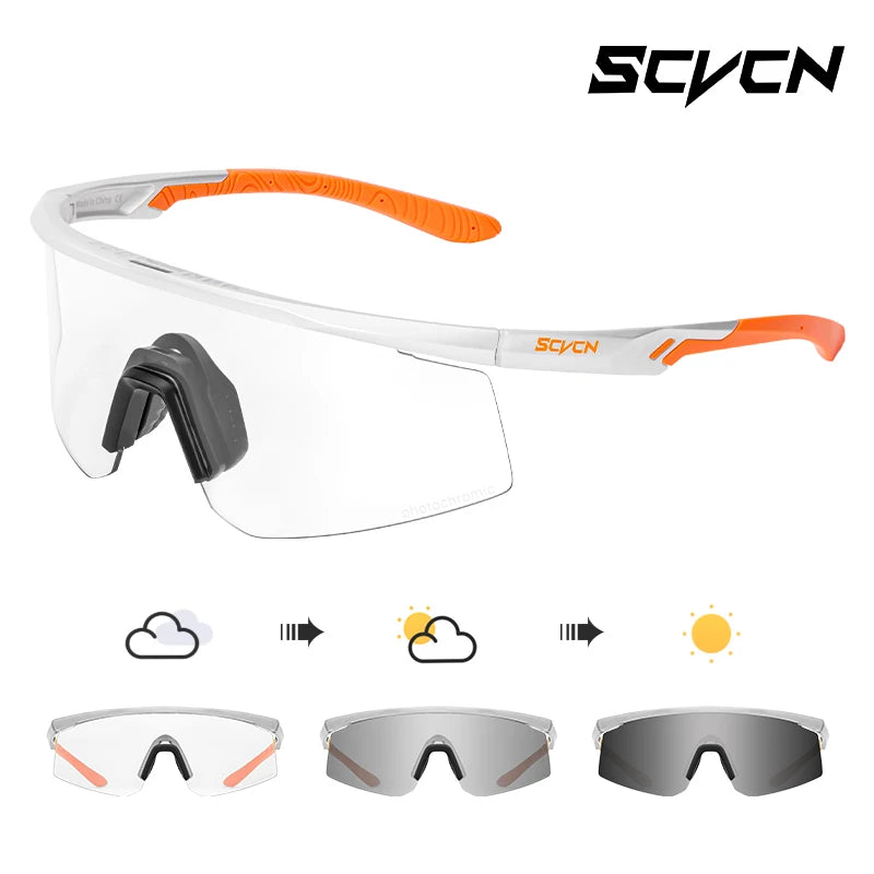 SCVCN Photochromic Sunglasses UV400 Cycling Glasses Bicycle Glasses Sports Men's MTB Road Bike Eyewear Protection Goggles UV400