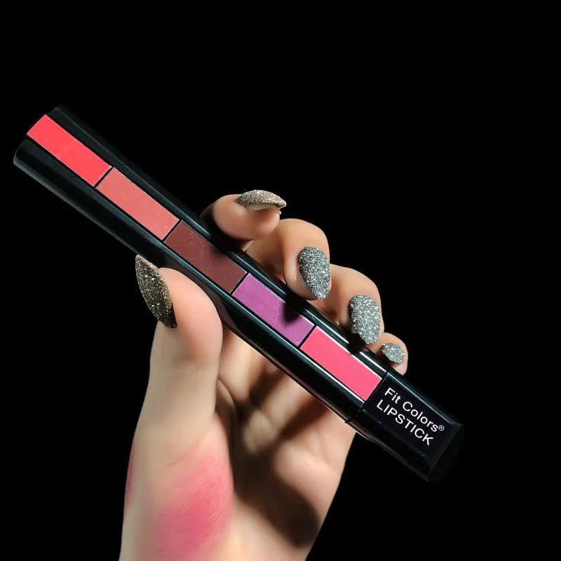 أحمر شفاه Fit Colors Matte بخمسة ألوان، مزيج من خمسة أقسام من Velvet Mist مع لون أحمر شفاه غير لاصق في كوب